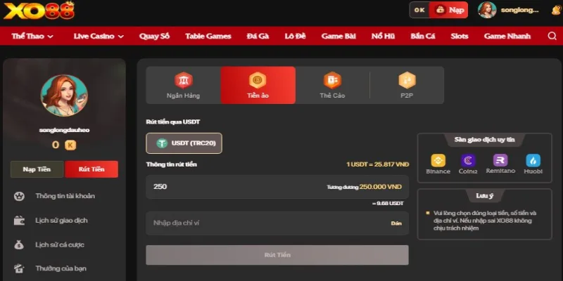 Form hướng dẫn rút tiền USDT Form hướng dẫn rút tiền USDT