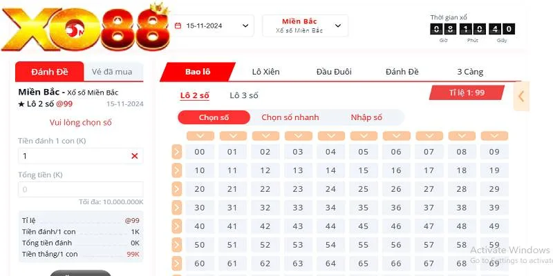 Xổ số 3 miền tại nhà cái XO88 có tỷ lệ thưởng lên đến 1 ăn 99 Xổ số 3 miền tại nhà cái XO88 có tỷ lệ thưởng lên đến 1 ăn 99